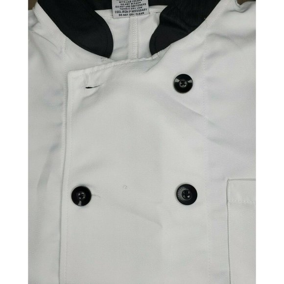 Medium White With Black Buttons & Neckline Chef Jacket Big Custom Impact Group - Picture 7 of 8